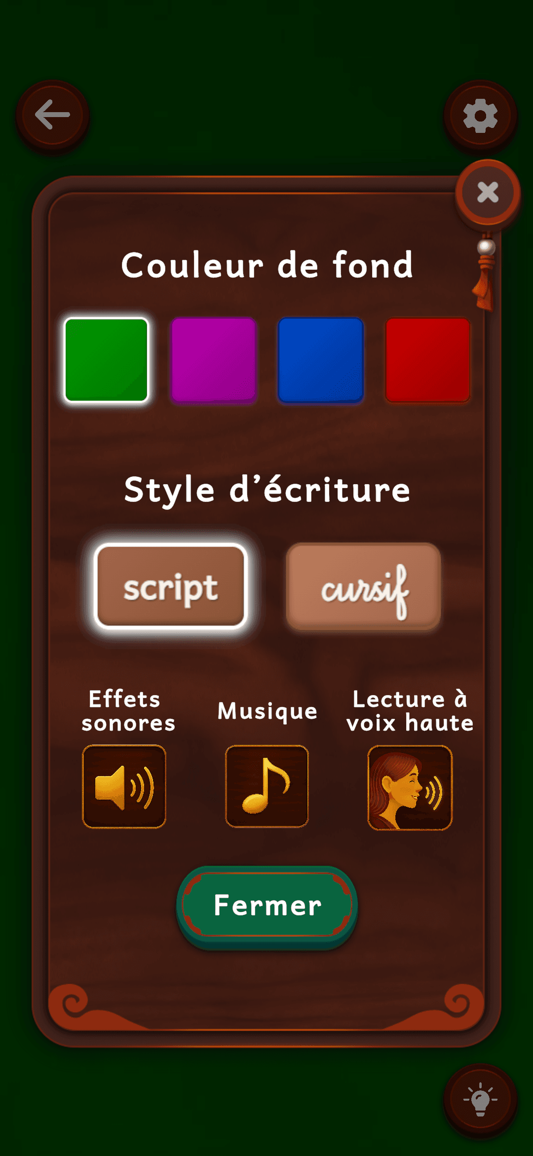 Paramètres - Configuration et options du jeu